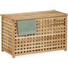 Relaxdays Cesto Portabiancheria, Sacco Porta Biancheria da 90 L, Estraibile, HLP: 47x78x48 cm, Legno di Noce, Naturale