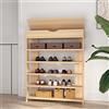 soges Scarpe Rack 5 Livelli Organizzatore Solido Magazzino Scarpe in Legno Tenuta, Colore Bianco - L24-MP