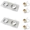 KOLORENO Faretto da incasso Oh Almi X2-230 V~50 Hz - LED da incasso 18x13x4 cm + prese GU10 3 x 3 x 3 cm - Movibile - Rettangolare - Argento spazzolato