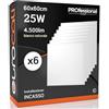 Eurocali Pannello LED 60x60 25W Altissima luminosità 4500 lumen - 180 lm/w - Bianco Naturale 4000K - Pacco da 6