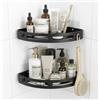 Home in Smart Mensola Doccia Senza Fori, Set 2 Porta Shampoo Angolare - Organizer Bagno Adesivo Antiruggine con Drenaggio, Bordi Anti-Caduta e Ganci, Scaffale Doccia Salvaspazio Nero