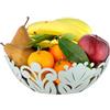Baroni Home Cestino Portafrutta Decorativo in Metallo con Motivo Foglia, Design Moderno per Tavola e Cucina, Contenitore per Frutta, Linea Ibiscus, 27x27x9 cm