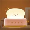 ipalmay Simpatica lampada da notte a LED con pane tostato, creativa ricaricabile tramite USB, luce notturna per toast, timer e dimmerabile, decorazione da scrivania per bambini (Red Toast)