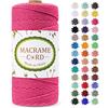 LEREATI Corda Macrame 2mm x 200m, Filo Macrame Cordoncino Cotone Naturale Spago Colorato, Cordino per Borse Uncinetto, Arazzo da Parete, Fai da Te Artigianato, Decorazioni (Rosa Rossa)