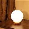 ChaoZan lampada da tavolo moderna retrò sferica 1x E27 max.40W legno rovere chiaro/vetro opalino,luce notturna,lampada da lettura, lampada da terra, soggiorno/lampada da comodino （rotonda）