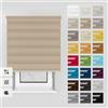 Estika Tenda a rullo giorno e notte con foratura - 140 x 220 cm - Spiaggia sabbiosa - montaggio a soffitto o parete, tessuto a doppio strato, semi-trasparente, per interni, per finestre