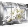 Runa Art Fiori Gigli Quadri Soggiorno Grande Grigio Beige Astratto 120 x 80 cm 3 Pezzi Decorazione Murale 021731c