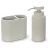 Inbagno Set Accessori Bagno 2 Pezzi Con Dispenser Sapone Liquido E Bicchiere Porta Spazzolini In Poliresina Crema Della Linea Marica