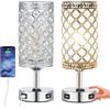 Tomshine Lampada da Comodino in Cristallo 2Pezzi, Lampada da Tavolo con 2 Ricarica USB Tocco di Supporto con 2 Lampadina Per Comodini da Camera da Letto