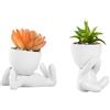 MISNODE Piante grasse finte con vasi in ceramica a forma umana, graziosa piccola pianta finta, pianta grassa artificiale, piante grasse artificiali per ufficio, casa, tavolo, mensole decorative (Combo
