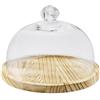 PALUPLUS Campana in Vetro con Base in Legno, Misura 25x18cm, Teca in Vetro Trasparente, Espositore per dolci e oggetti, composizioni floreali, oggetto decorativo per la tua casa -7984M