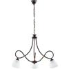 Belight Lampadario 3 Luci Ferro Battuto Laccato Nero e Ruggine Vetro Bianco Serie Dallas