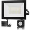 wowspeed Faretto LED da Esterno con Sensore di Movimento - 50W 5000LM Faretto LED da Esterno 6500K Bianca Fredda Faro LED Esterno IP66 Impermeabile Faretto con Sensore di Movimento per Patio Terrazza Garage