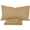 PASSION Completo letto, set lenzuola, Materiale 100% Puro Cotone, Lenzuola sopra, Lenzuolo sotto e 2 Federe da Letto, Biancheria da Letto Tinta Unita, Made in italy (Una Piazza e Mezza, Beige)