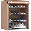 TITA-DONG Scarpiera, Armadio per Riporre le Scarpe con Rivestimento in Tessuto Antipolvere, Grande Scarpiera per Riporre le Scarpe, Torre per L'ingresso della Camera da Letto(Caffè a 5 griglie di livello 4)