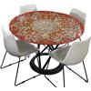 Morbuy Tovaglia Rotondo 100 cm, Impermeabile Copritavolo Rotondo con Elastico in Poliestere, Mandala Lavabile Tovaglie da Tavola per Salotto Pranzo Giardino, Per la tabella da 80-90 cm