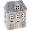 Home of Christmas | Casa delle luci | Portacandeline | Ceramica (Grigio chiaro/Grigio 17x13x9 cm)