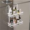 Generico Mensola Doccia da Appendere in Acciaio al Carbonio, Porta Shampoo Bagno Senza Foratura, Organizer Doccia con Ventose Antiscivolo, Portaoggetti Doccia (Bianco)