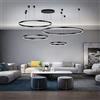 FUMIMID Lampadario Sospensione LED Lampada Soggiorno Lampadario Dimmerabile Con Telecomando Lampade Sospensione Moderne Tavolo Pranzo Soffitto Luminoso Acrilico Rotondo in Alluminio,Nero,4laps40+60+80+100cm