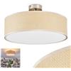 hofstein Lampada da soffitto HOFSTEIN Foggia, in metallo/intreccio di carta/tessuto/plastica in nichel opaco/naturale/beige/bianco, boho rotonda (Ø 40 cm), E27, sala da pranzo,soggiorno,camera da letto,cucina