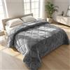 IlGruppone Trapunta Matrimoniale Velluto Retro in Microfibra Piumone Invernale Effetto Piuma 560 Gr/mq Piumino Caldo Due Piazze Inverno Coperta Duck Friendly - Singolo - Antracite