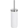 Baroni Home Portascopino WC in Plastica, Scopino per Bagno, 12X12X34 cm, Bianco e Argento