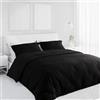 Corredocasa Set Copripiumino Singolo in Cotone Morbidissimo, Made in Italy - Invernale, Tinta Unita con Sacco per Piumone e 1 Federa - Traspirante e Facile da Lavare (Nero, Singolo)