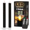 Novaliv Candele a LED con timer, colore nero, 2 pezzi, per interni con funzione timer, 6 ore, vera cera, 23 cm, altezza per candele, diametro 2,2 cm, 2 batterie AAA necessarie, candele a LED tremolante,