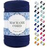 Uiopa Corda Macrame 3mm x 200m, Filo Macrame Corda Cotone, 4 Fili Cordoncino Cotone Spago Colorata, Cordino per Borse Uncinetto Arazzo da Parete Artigianato Fai Da Te Appendini per Piante