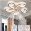 LXTEDJ Moderne Ventilatore Da Soffitto Con Luce E Telecomando, Smart Dimmerabile Ventilatore Soffitto Luce 45w Classico Cristallo Soffitto Cucina Cameretta Salotto 54cm/60cm 3000K-6500K-White||Acrylic