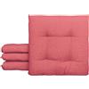 IlGruppone Passione Casa Set 4/6 Cuscini Sedia con Lacci 4 Punti Cucina Imbottiti Spessore 6 Cm Prodotto Italiano 40 x 40 in Cotone Tinta Unita - Corallo - 4 Pezzi