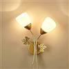Chao Zan Lampada da parete moderna minimalista E27 lampada da parete dorata lampada da parete a forma di fiore paralume in vetro2 lampadine (senza lampadina E27)…