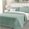 Clara Home Milano CLARA HOME Trapuntino Una Piazza e Mezza Colore Smeraldo, Copriletto in Velluto Cinigliato Manopesca, Trapunta Leggera Mezza Stagione, Copriletto Trapuntato, Made in Italy