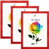 MG Design Set da 3 cornici portafoto 25 x 35 cm - Cornici in legno Rosso con vetri acrilici infrangibili, verticale e orizzontale, da appendere e da appoggiare