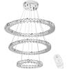 UISEBRT 96W Lampada a Sospensione Moderna Cristallo - Lampadario Creativo Regolabile in Altezza Lampada da Soffitto Tre anelli Cucina Salotto Camera da letto, Dimmerabile