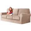 UNBBRRL Copridivano Ektorp Copri Divano in Velluto, Rivestimento Individuale del Cuscino E dello Schienale Salvadivano Lavabile Mobili Protector (Cachi,3 posti 7 pz)