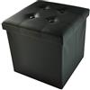 Casatessile Ecopelle Pouf Contenitore Tinta Unita Big 50x50x50 cm. Pouf Poggiapiedi Contenitore Grande XXL - Nero