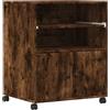 vidaXL Supporto per Stampante con Ruote Rovere Fumo 60x48x74 cm, Supporto per Computer, Organizer per Stampante, Tavolo da Stampante portaoggetti