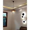 GLZXMQBP MeTikTok Lampade A Sospensione Retrò, Lampadario Vertigo Vintage Replica Plafoniere Vetro + Poliuretano, Cappello in Tessuto Design Moderno Soggiorno Cucina Bagno Illuminazione, E27,Copper,140CM
