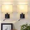 ZMH 2pcs LED Lampada da Parete per Interni Camera da Letto e Soggiorno - Lampada da Lettura con Braccio Flessibile Girevole E27 per Tessuto - Luce di Lettura per Hotel
