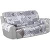 Home Tresor Copridivano 3 Posti | Double Face: Fronte Fantasia Cuori Retro Tinta Unita Grigio | Elastico per Fissaggio | Protezione da Animali Domestici