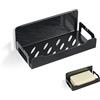 Mad Mensola Doccia e Porta Oggetti per Bagno, Cucina - Porta Spezie, da Muro e Sapone (Small, Nero)