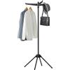 SONGMICS Stendibiancheria Verticale Salvaspazio, Stendino da Terra, 3 Bracci Girevoli, 4 Gambe, per Uso Interno, Acciaio Inossidabile, per fino a 27 Capi, Altezza 150 cm, Nero LLR510B01