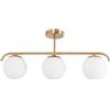 B·LED BARCELONA LED Lampada da Soffitto "Talí" con 3 Sfere in Vetro Opalino - Stile Nordico Minimal - 3xE27 - Struttura in Metallo oro - Illuminazione Diffusa per Soggiorno, Sala da Pranzo o Camera