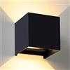Eurekaled - Applique da parete LED Cubo 12W - Fascio di luce regolabile - IP65 Lampada per interno/esterno - Up&down - Design moderno (Nero, Luce fredda 6500K)