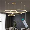 BEHWU Lampadario LED Lampada Soggiorno Lampadario Dimmerabile Con Telecomando Anelli Lampade Sospensione Moderne Tavolo Pranzo Altezza Regolabile Lampadario a Soffitto Acrilico Rotondo in Alluminio