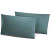 Generico Coppia federe Cotone Per Guanciali Tinta Unita Letto (Verde Petrolio)