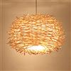 GUANSHAN 35CM Plafoniera a LED Copertura Lampadario in rattan intrecciato a mano Lampada da soffitto in nido di uccello Lampada da soffitto in legno per bar, caffetteria, negozio di libri