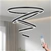 LAMPLAY Lampada A Sospensione Moderna A LED Rotonda, 5 Lampadario Ad Anello Nero, Dimmerabile Con Telecomando 3000K-6000K Lampada Da Soffitto, Altezza Regolabile, Camera Da Letto(Ø20+40+60+80+100cm)