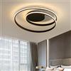 KJYXR Plafoniera moderna dimmerabile a LED con telecomando,65W, 5525LM, design creativo a spirale circolare, soggiorno/camera da letto/studio/sala da pranzo/lampadario, nero, 60 cm